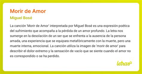 morir de amor miguel bose meaning.